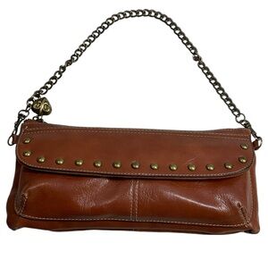 Kathy Van Zeeland Cognac Brown Faux Leather Convertible Wristlet Mini Handbag